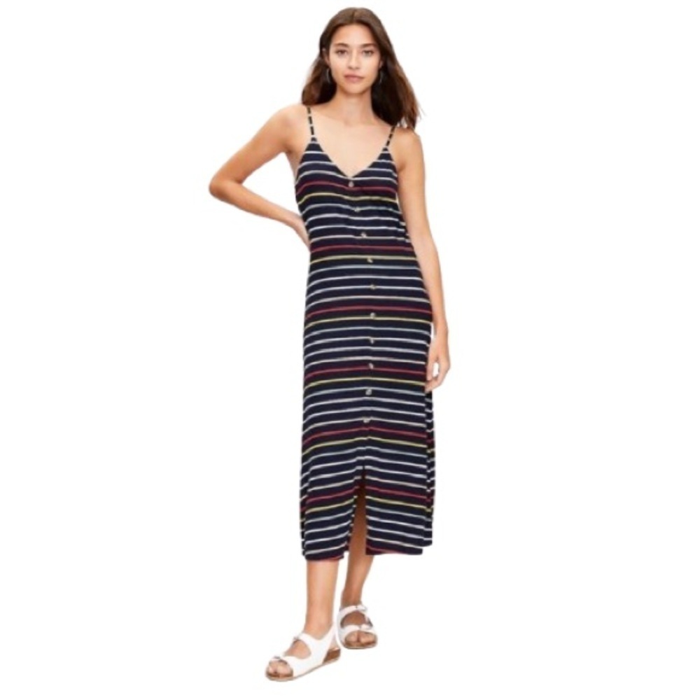 🆕 LOFT Striped Button Trim Maxi Dress NWT SIZE XXL